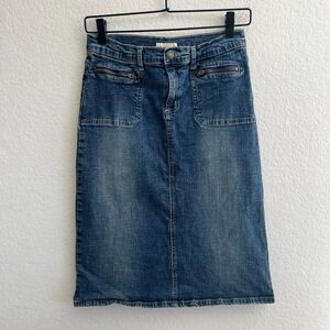 FOREVER 21 Vintage Y2K 2000s Midi Denim Jean Skirt Womens Medium Fairy Grunge